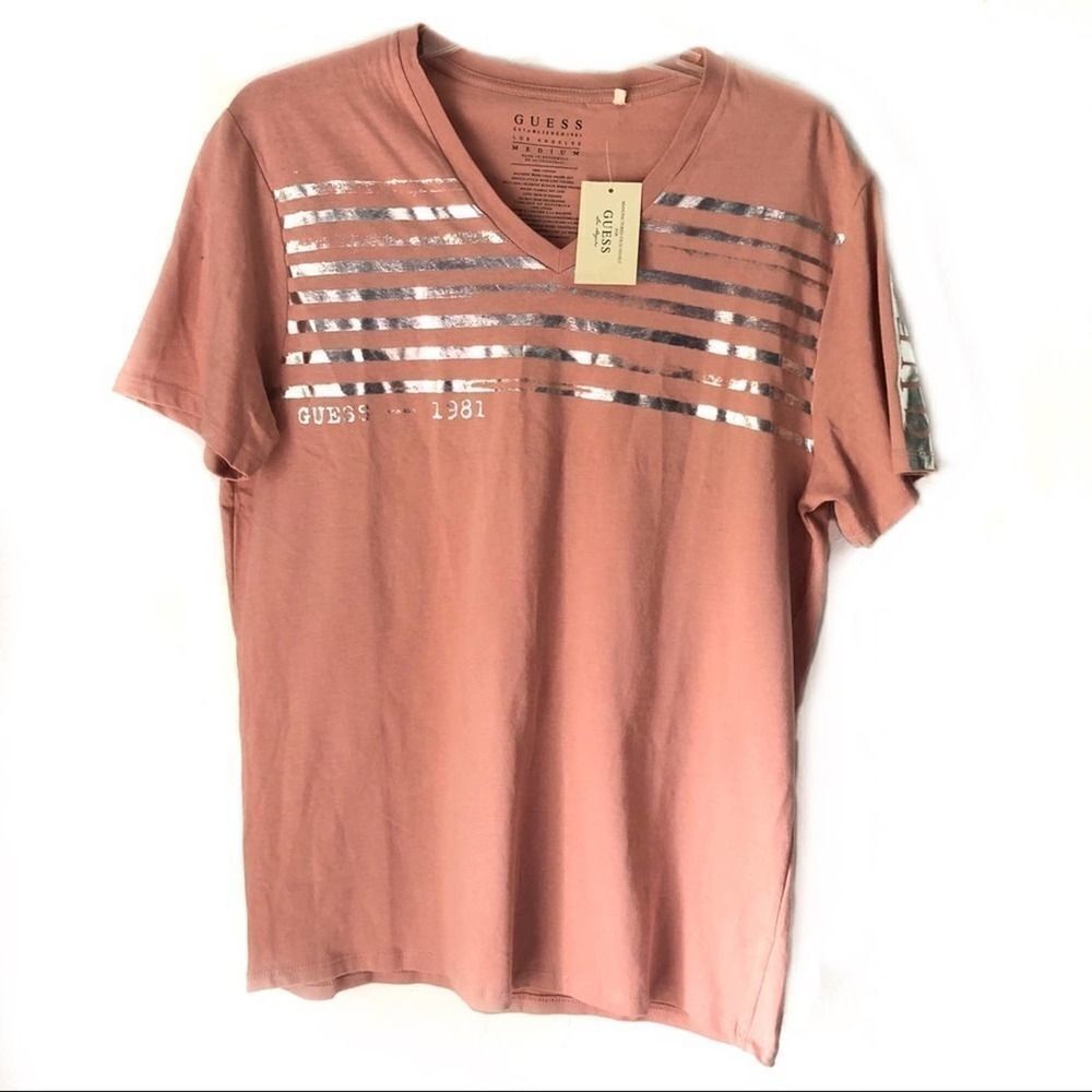 Guess‎ Metallic Salmon Striped Classy Club Shirt
